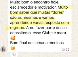 Print de conversa de WhatsApp com comentário sobre encontro gostoso de ouvir.