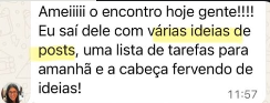 Print de conversa de WhatsApp com comentário dizendo que vocês sempre surpreendem.